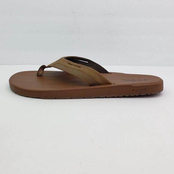Flojos Mens Size 13 Tan Brown Slip On Casual Memory Foam Thong Flip Flop Sandals - Picture 3 of 12